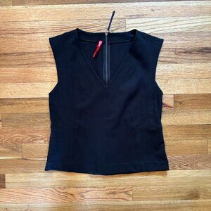Spanx The Perfect V Neck Seamed Black Sleeveless Top, Size Medium
